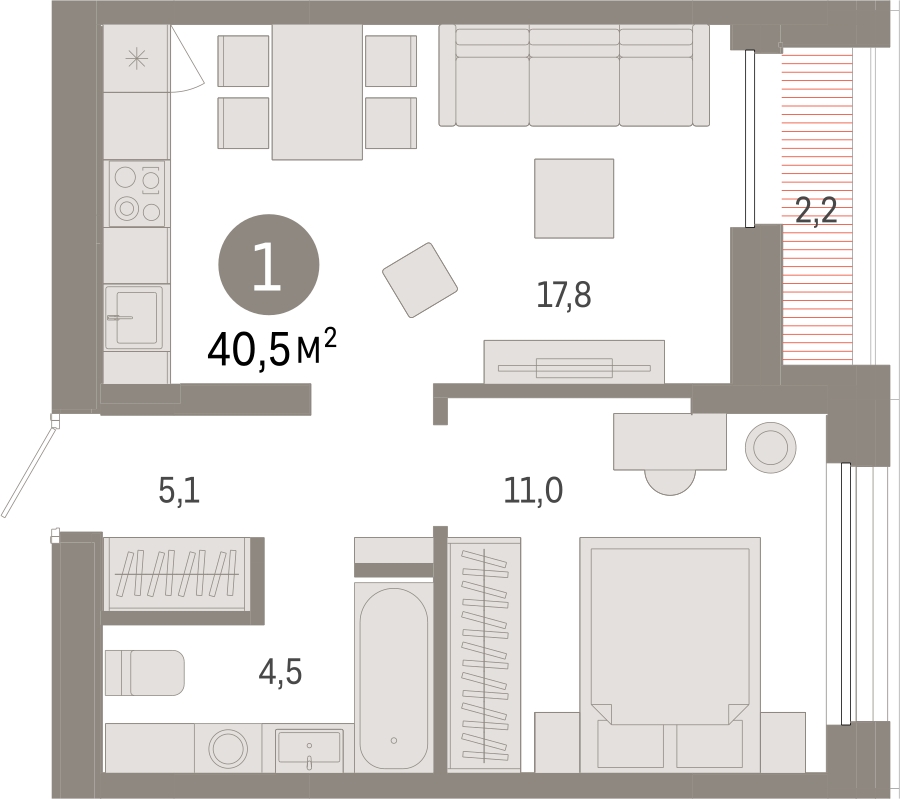 1-комнатная квартира (Студия) в ЖК Михалковский на 18 этаже в 1 секции. Сдача в 1 кв. 2023 г.