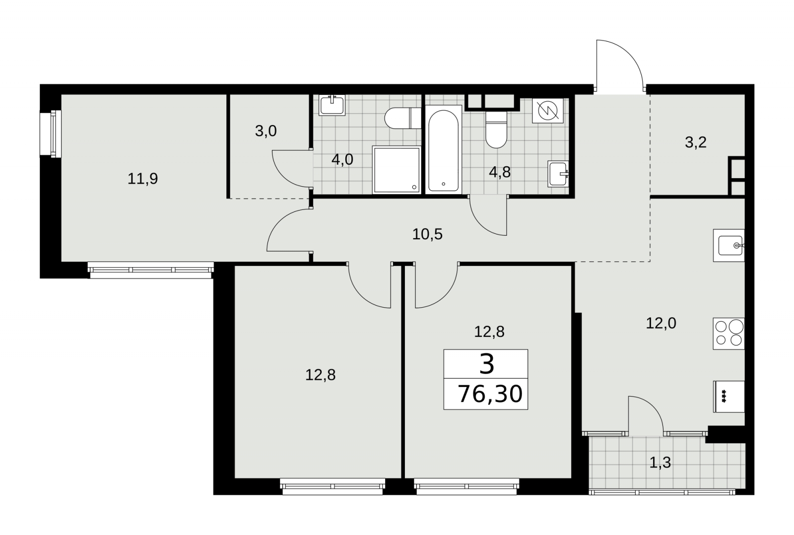2-комнатная квартира в ЖК Михалковский на 14 этаже в 1 секции. Сдача в 1 кв. 2023 г.
