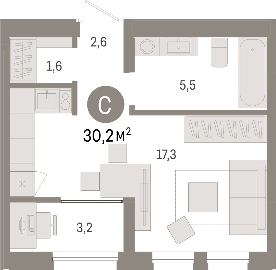2-комнатная квартира с отделкой в ЖК N'ICE LOFT на 17 этаже в 1 секции. Сдача в 1 кв. 2024 г.
