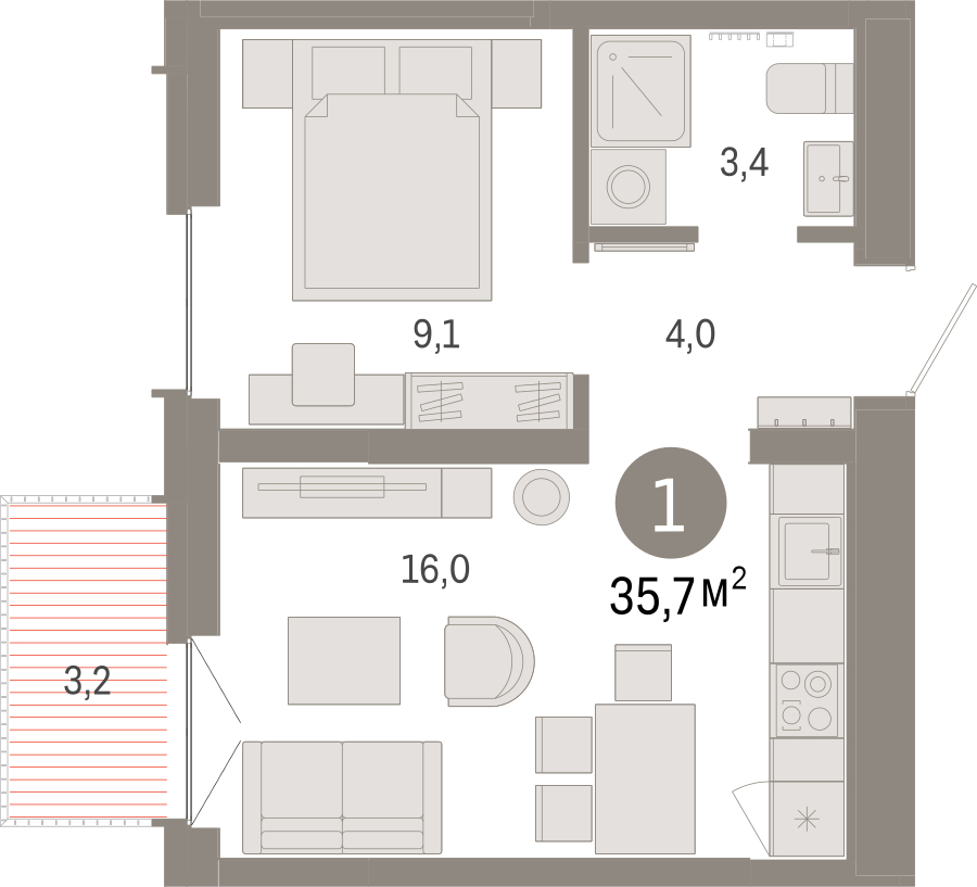 3-комнатная квартира с отделкой в ЖК N'ICE LOFT на 15 этаже в 1 секции. Сдача в 1 кв. 2024 г.
