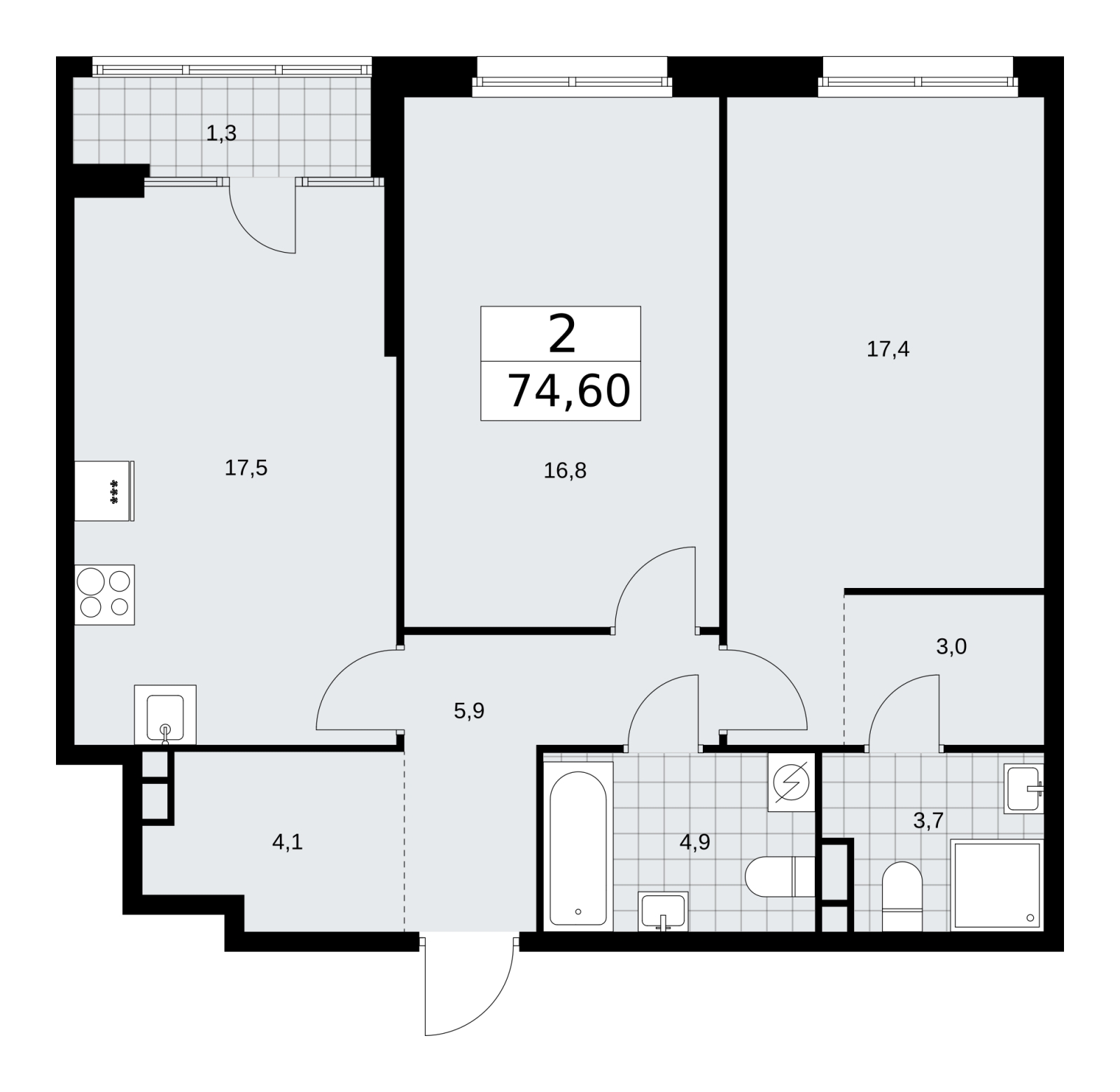 1-комнатная квартира (Студия) в ЖК Михалковский на 11 этаже в 1 секции. Сдача в 1 кв. 2023 г.
