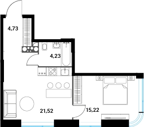 2-комнатная квартира в ЖК Родные кварталы на 6 этаже в 2 секции. Сдача в 3 кв. 2026 г.