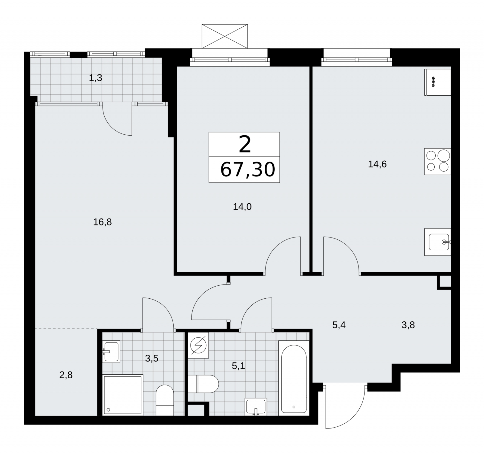 1-комнатная квартира с отделкой в ЖК Матвеевский Парк на 4 этаже в 1 секции. Сдача в 2 кв. 2024 г.