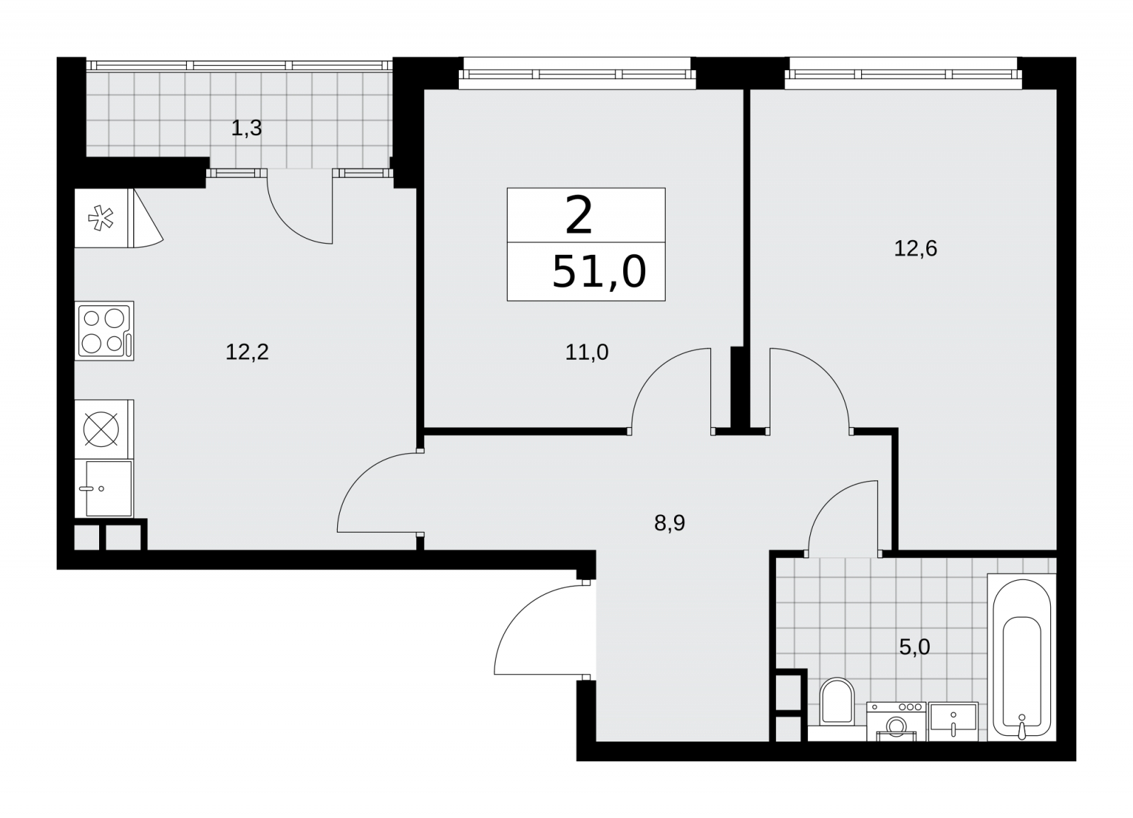 3-комнатная квартира с отделкой в ЖК Дом на Зорге на 3 этаже в 2 секции. Сдача в 1 кв. 2026 г.