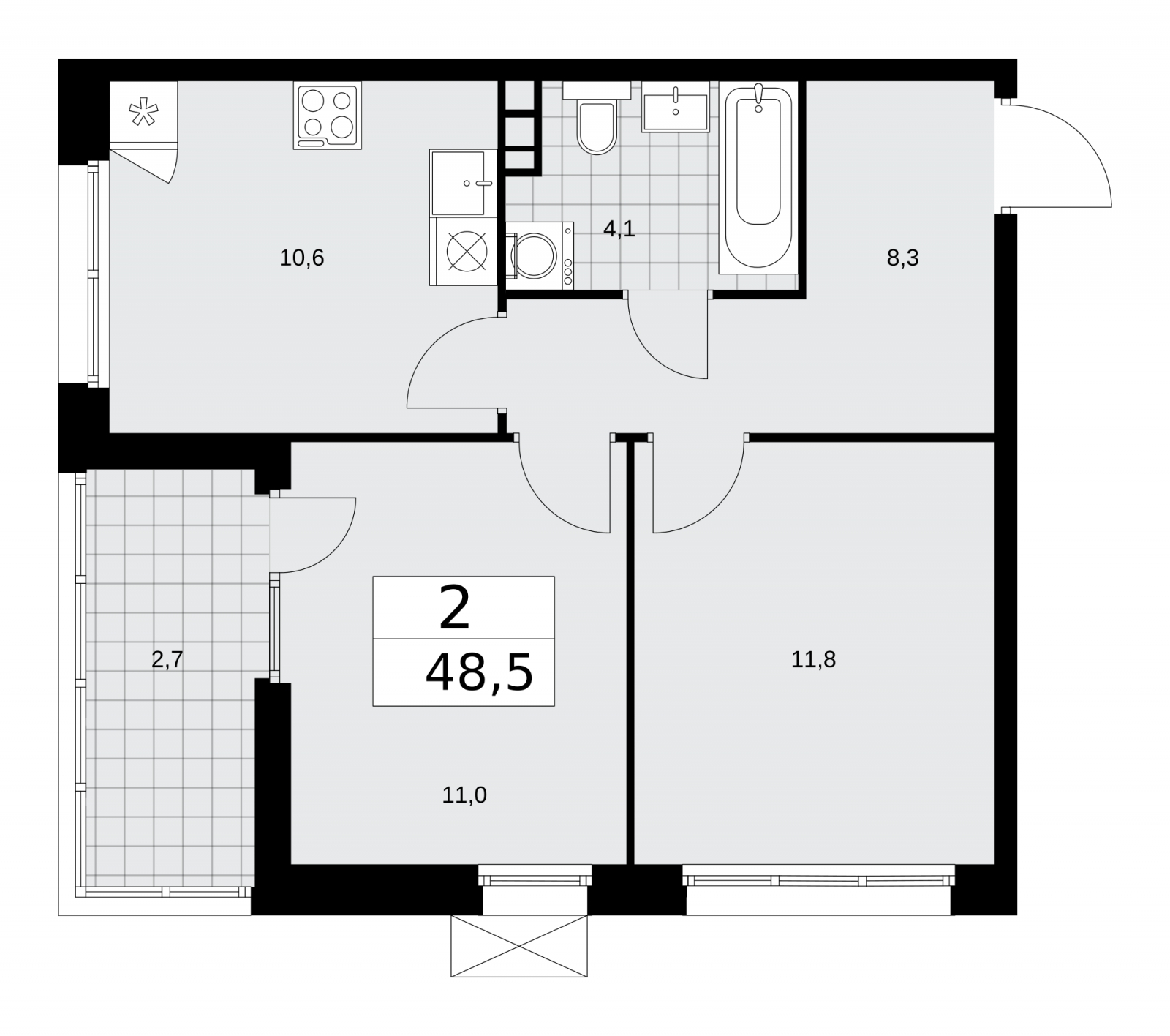 2-комнатная квартира с отделкой в ЖК Деснаречье на 10 этаже в 2 секции. Сдача в 2 кв. 2026 г.