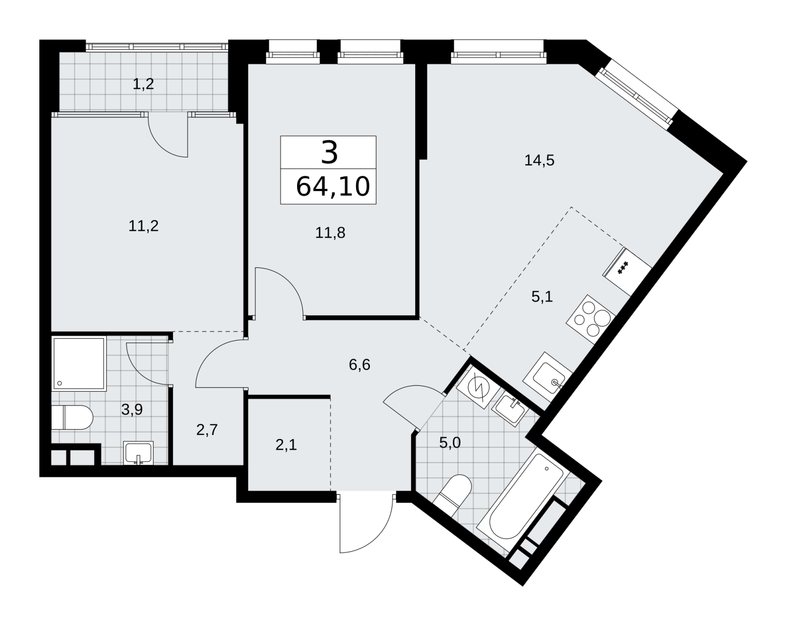 3-комнатная квартира с отделкой в ЖК Дом на Зорге на 16 этаже в 2 секции. Сдача в 1 кв. 2026 г.