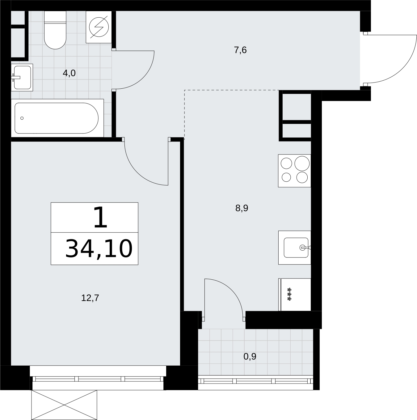 1-комнатная квартира (Студия) с отделкой в ЖК Родные кварталы на 3 этаже в 2 секции. Сдача в 4 кв. 2026 г.
