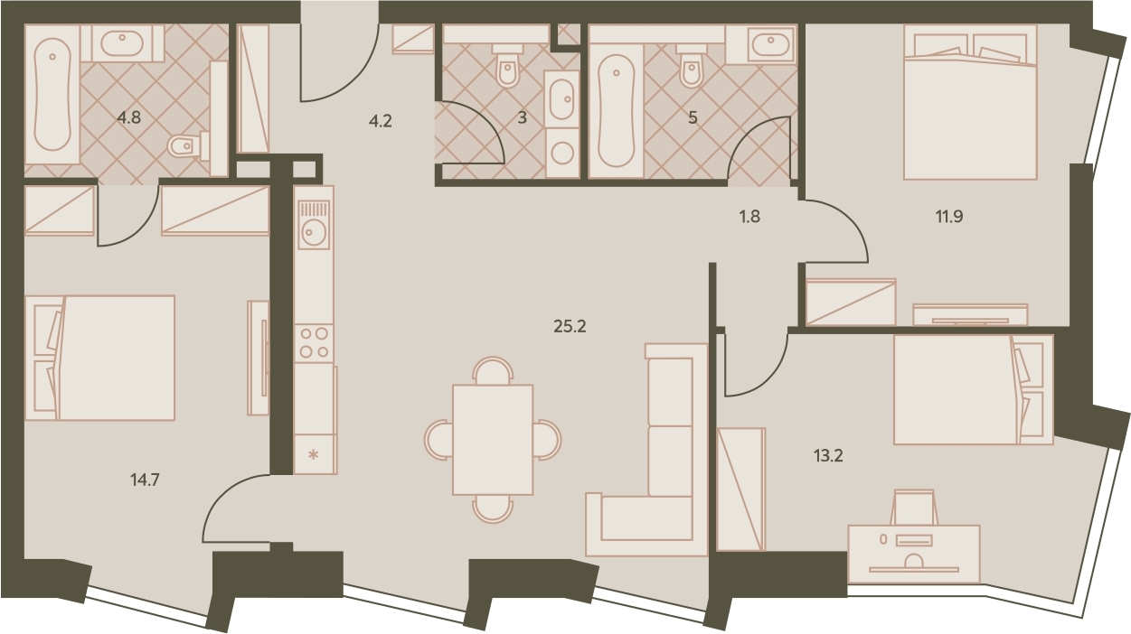1-комнатная квартира (Студия) с отделкой в ЖК Родные кварталы на 2 этаже в 2 секции. Сдача в 4 кв. 2026 г.