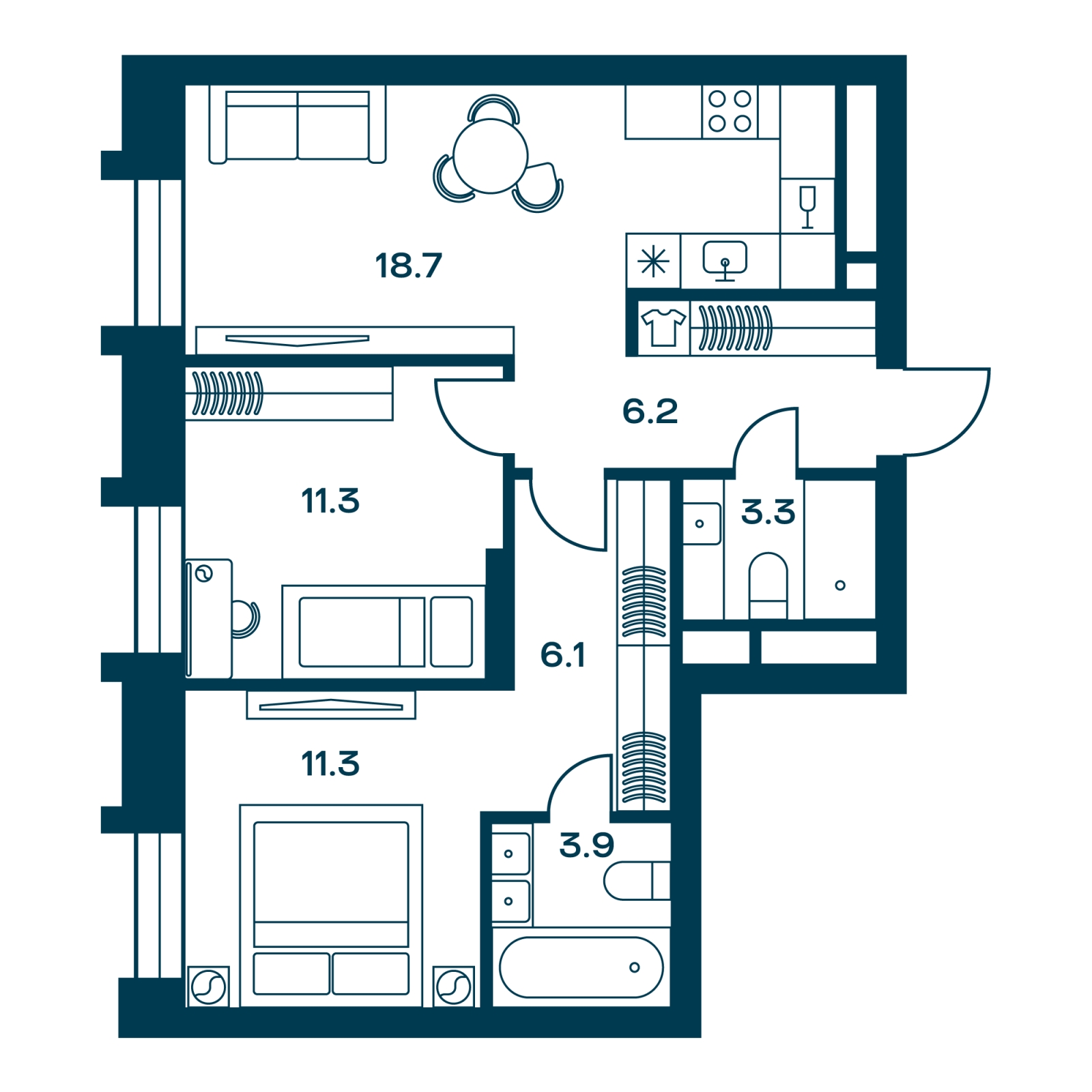 1-комнатная квартира (Студия) с отделкой в ЖК SMILE на 15 этаже в 1 секции. Сдача в 4 кв. 2022 г.