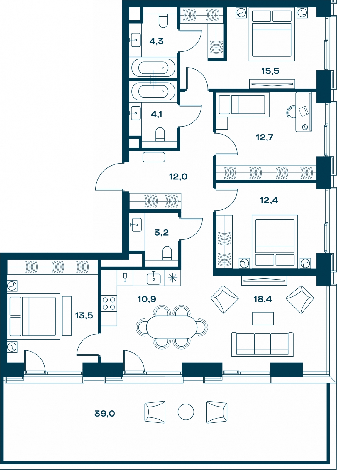 1-комнатная квартира (Студия) с отделкой в ЖК Родные кварталы на 6 этаже в 3 секции. Сдача в 4 кв. 2026 г.