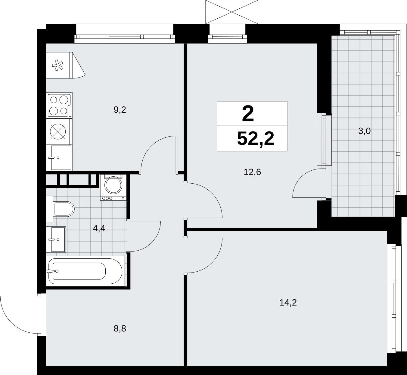 3-комнатная квартира в ЖК Скандинавия на 3 этаже в 2 секции. Сдача в 2 кв. 2026 г.