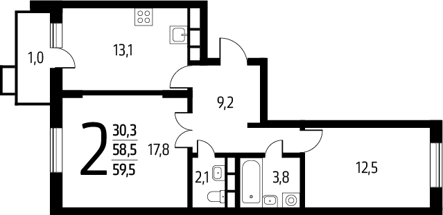 1-комнатная квартира (Студия) с отделкой в ЖК Деснаречье на 8 этаже в 3 секции. Сдача в 2 кв. 2026 г.