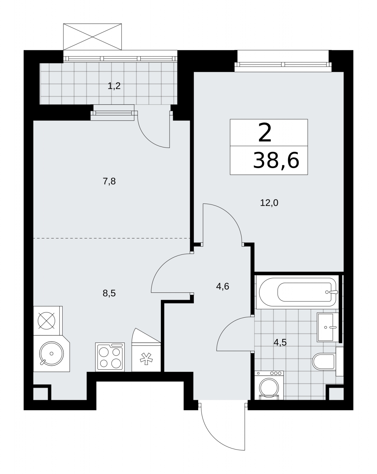 2-комнатная квартира с отделкой в ЖК Октябрьское Поле на 18 этаже в 1 секции. Сдача в 2 кв. 2024 г.