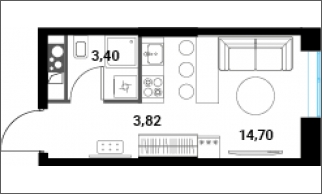 1-комнатная квартира (Студия) в ЖК Летний на 9 этаже в 1 секции. Сдача в 1 кв. 2025 г.