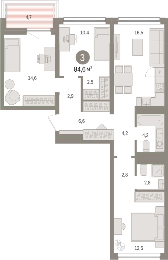 2-комнатная квартира с отделкой в ЖК Деснаречье на 13 этаже в 3 секции. Сдача в 2 кв. 2026 г.