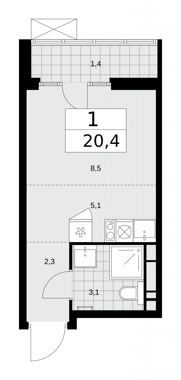 1-комнатная квартира с отделкой в ЖК Астон.Отрадный на 2 этаже в 1 секции. Сдача в 4 кв. 2024 г.