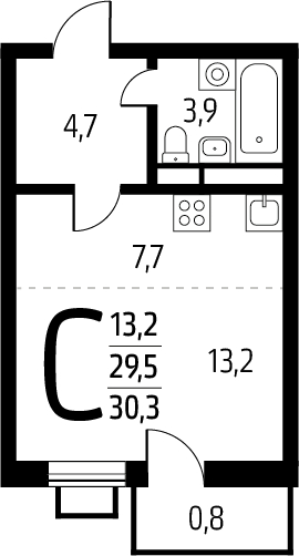 2-комнатная квартира в ЖК Инноватор на 23 этаже в 1 секции. Сдача в 1 кв. 2024 г.