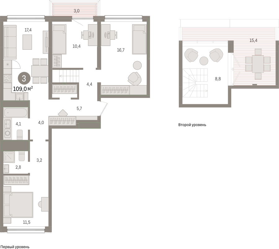 2-комнатная квартира в ЖК Инноватор на 5 этаже в 1 секции. Сдача в 1 кв. 2024 г.
