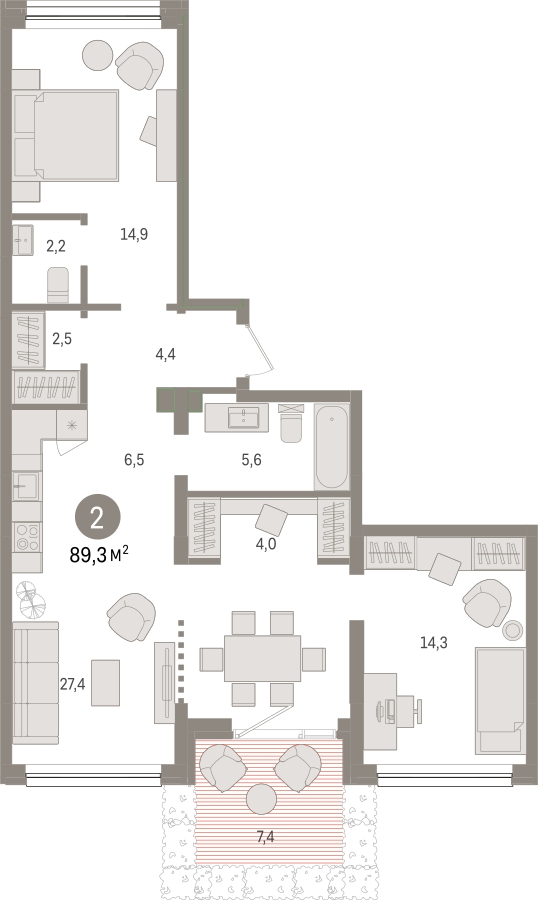 1-комнатная квартира (Студия) с отделкой в ЖК Деснаречье на 7 этаже в 3 секции. Сдача в 2 кв. 2026 г.
