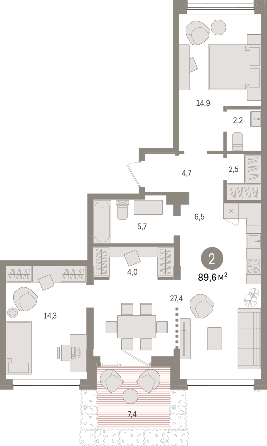 4-комнатная квартира с отделкой в ЖК Дом на Зорге на 11 этаже в 2 секции. Сдача в 1 кв. 2026 г.