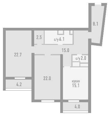 3-комнатная квартира в ЖК Розмарин на 9 этаже в 1 секции. Дом сдан.