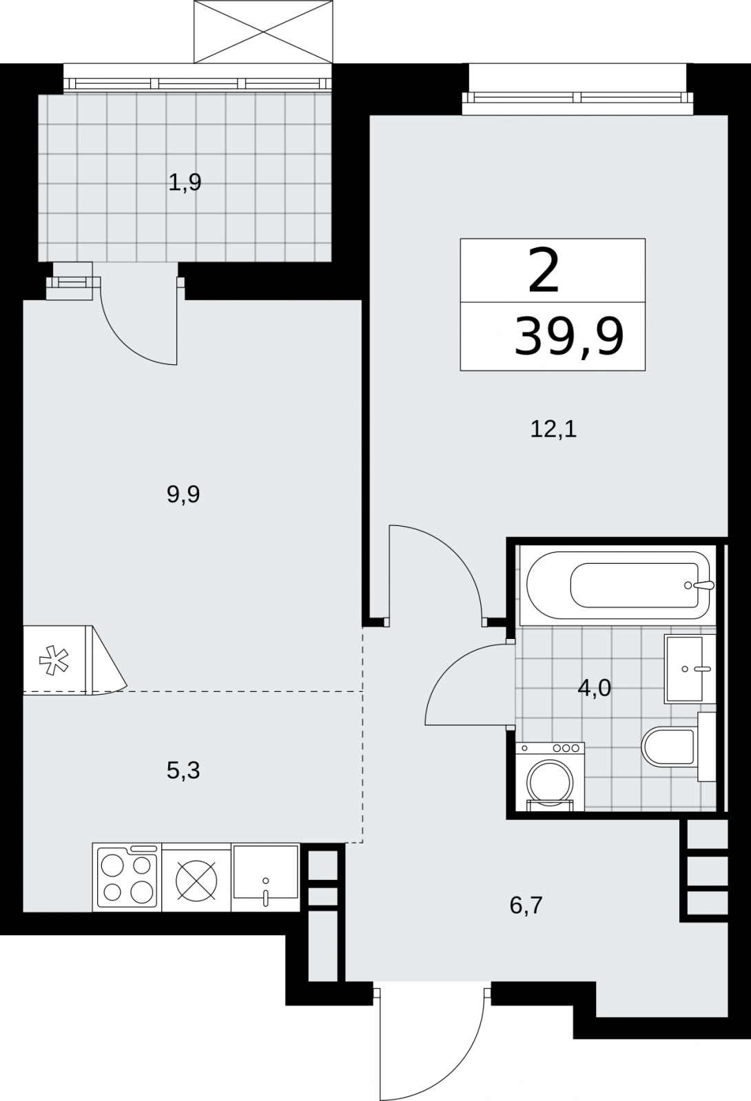 2-комнатная квартира в ЖК Скандинавия на 16 этаже в 2 секции. Сдача в 2 кв. 2026 г.