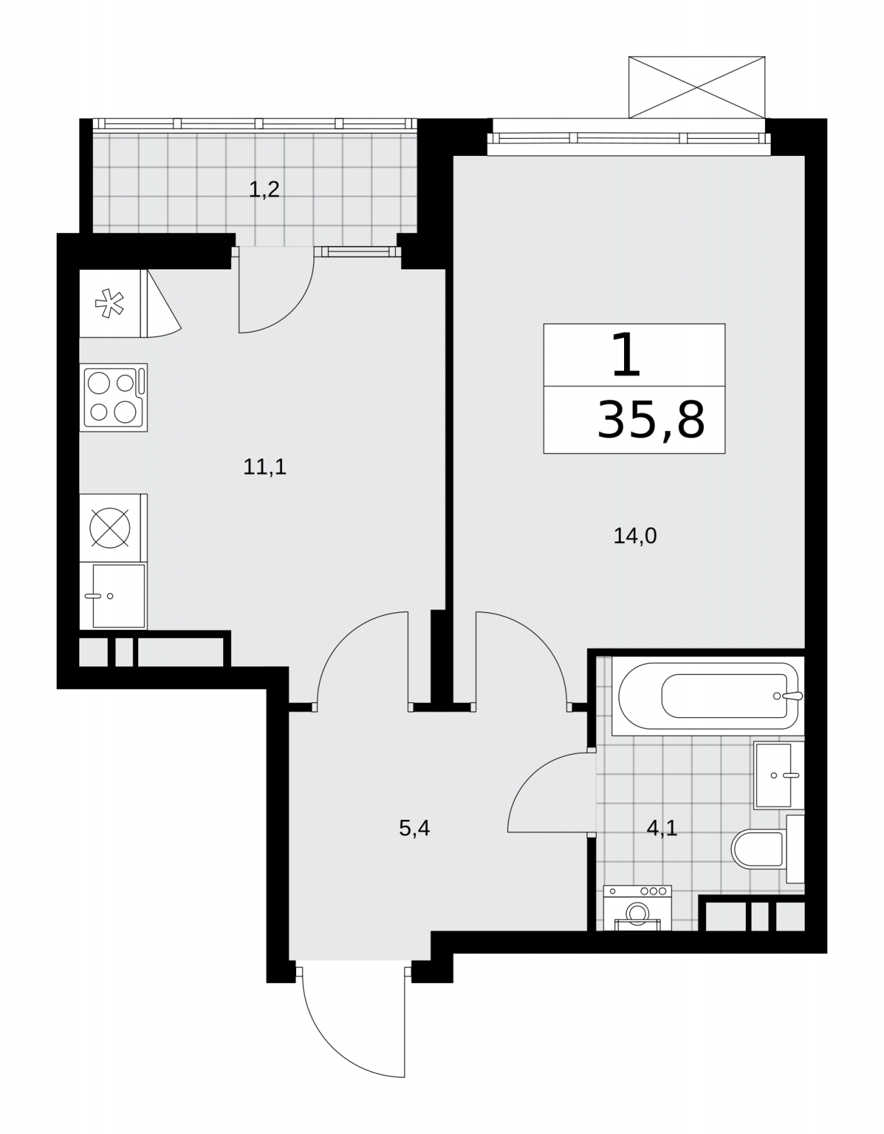 2-комнатная квартира в ЖК Eniteo на 28 этаже в 1 секции. Дом сдан.