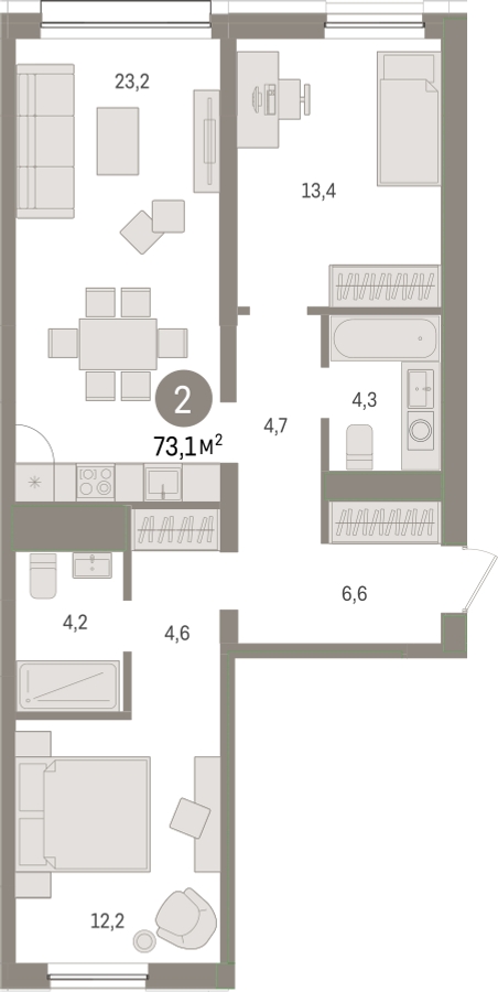 3-комнатная квартира с отделкой в ЖК Eniteo на 19 этаже в 1 секции. Дом сдан.