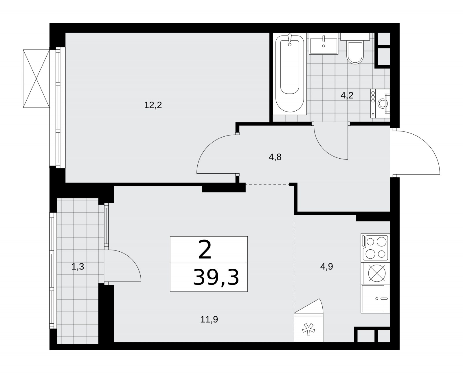 1-комнатная квартира (Студия) с отделкой в ЖК Квартал Метроном на 23 этаже в 3 секции. Сдача в 3 кв. 2026 г.
