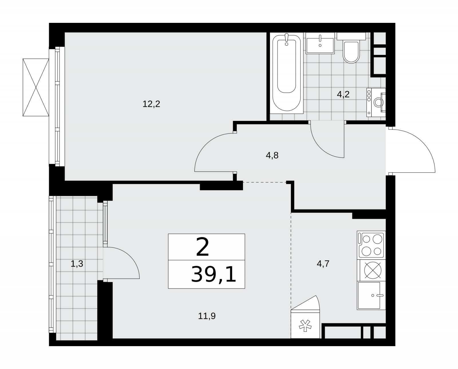 2-комнатная квартира с отделкой в ЖК Eniteo на 17 этаже в 1 секции. Дом сдан.