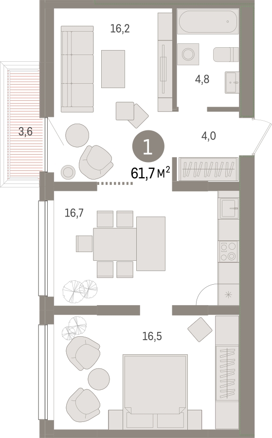 2-комнатная квартира в ЖК Eniteo на 33 этаже в 1 секции. Дом сдан.