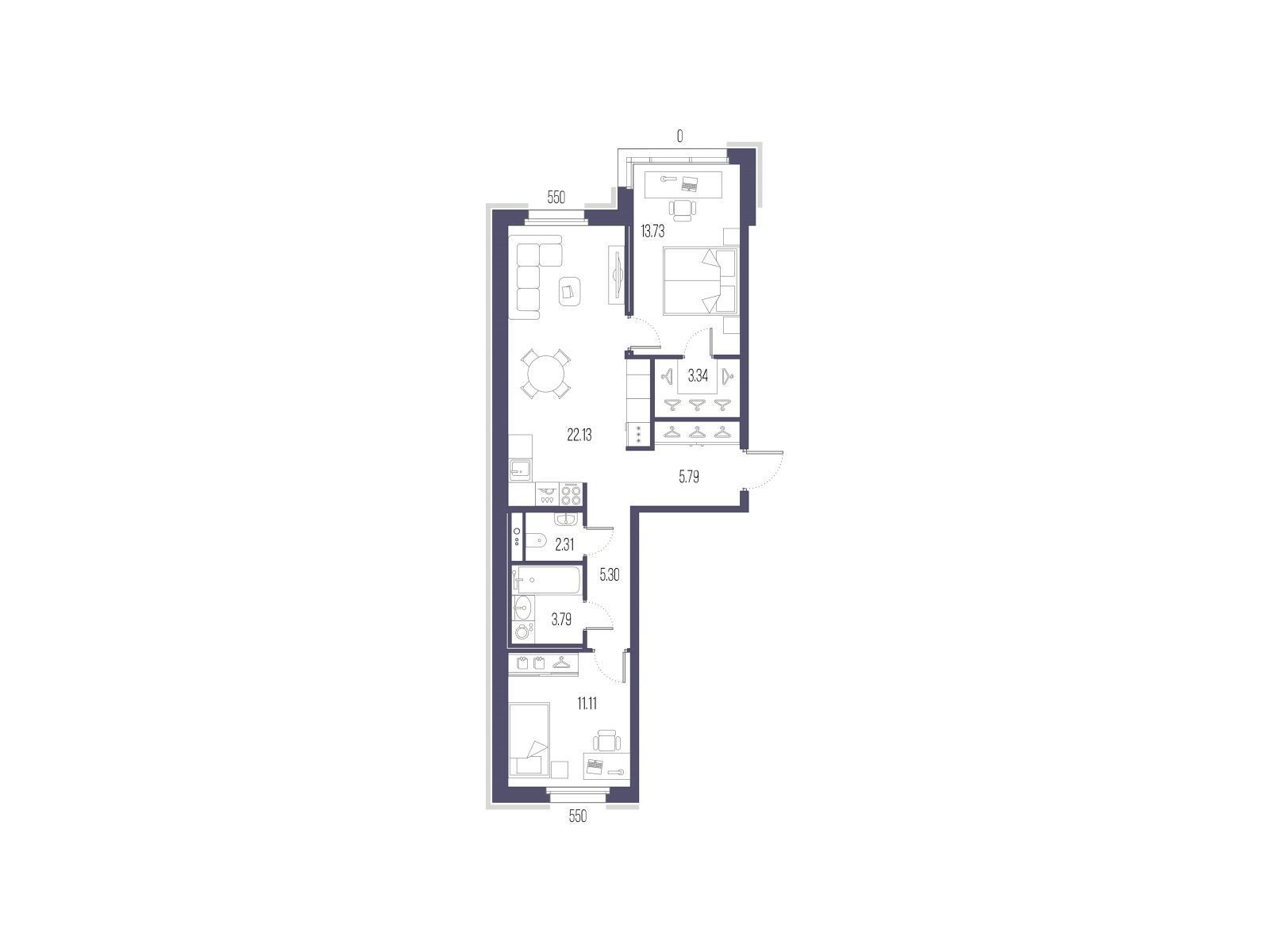 1-комнатная квартира (Студия) с отделкой в ЖК Деснаречье на 2 этаже в 2 секции. Сдача в 2 кв. 2026 г.