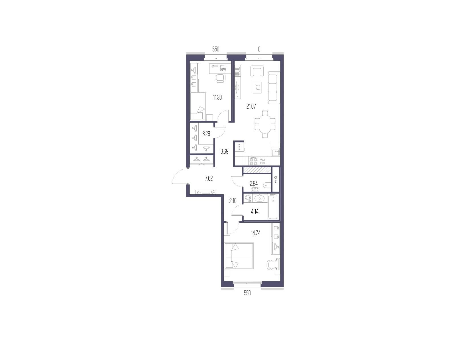 3-комнатная квартира в ЖК Преображенская площадь на 8 этаже в 4 секции. Сдача в 3 кв. 2024 г.