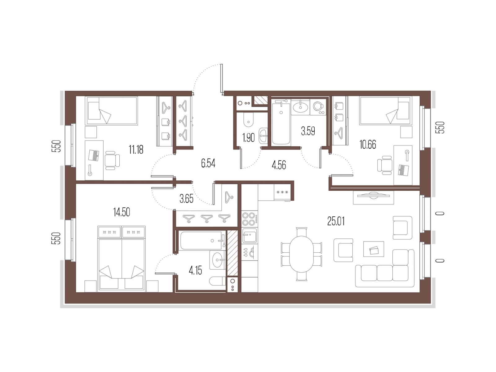 1-комнатная квартира в ЖК SOUL на 4 этаже в 1 секции. Сдача в 4 кв. 2026 г.