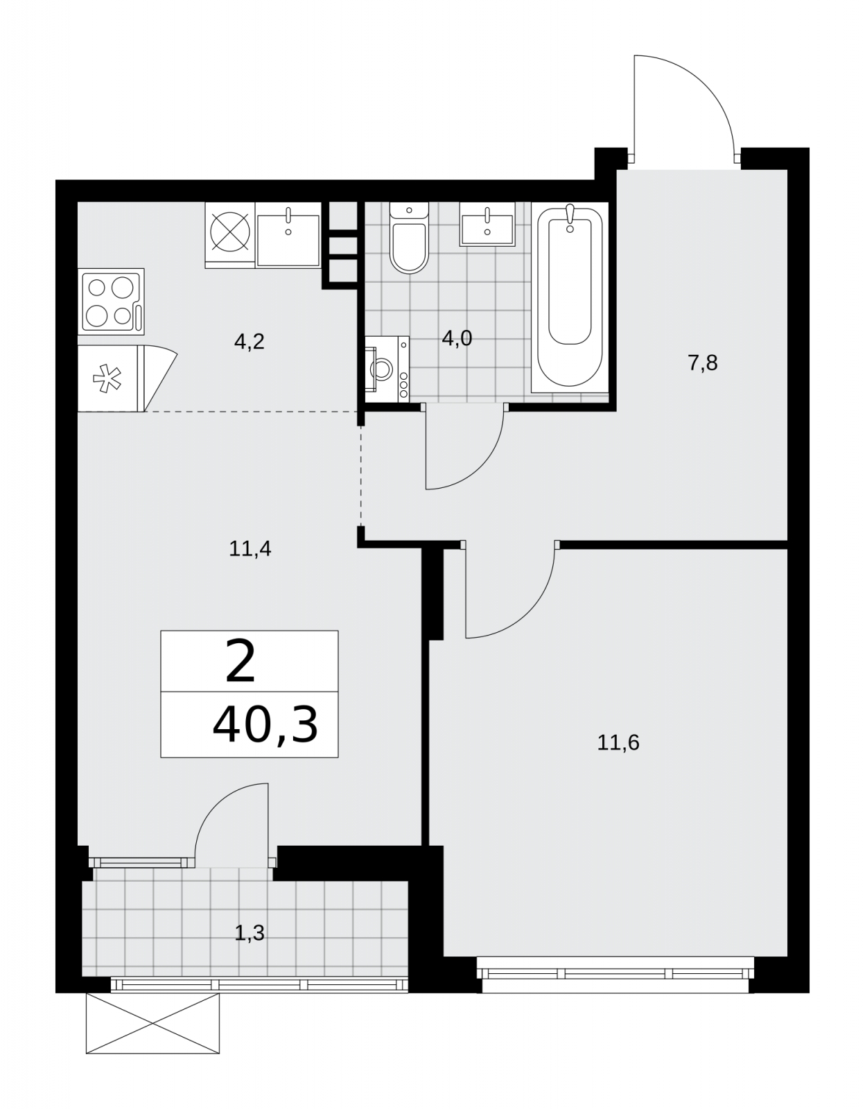 2-комнатная квартира с отделкой в ЖК Victory Park Residences на 8 этаже в 1 секции. Сдача в 4 кв. 2023 г.
