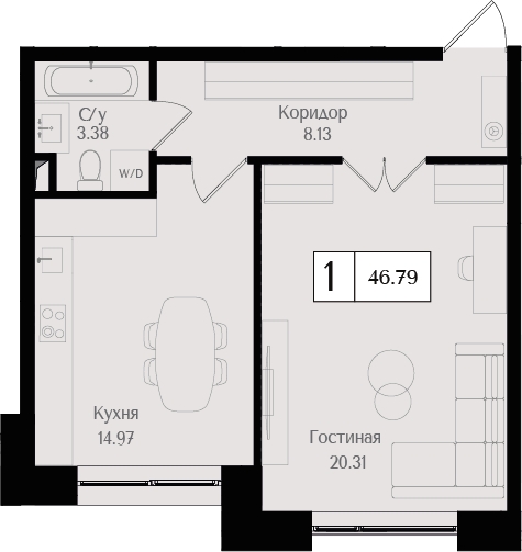 3-комнатная квартира в ЖК Интеллигент на 18 этаже в 1 секции. Сдача в 2 кв. 2024 г.