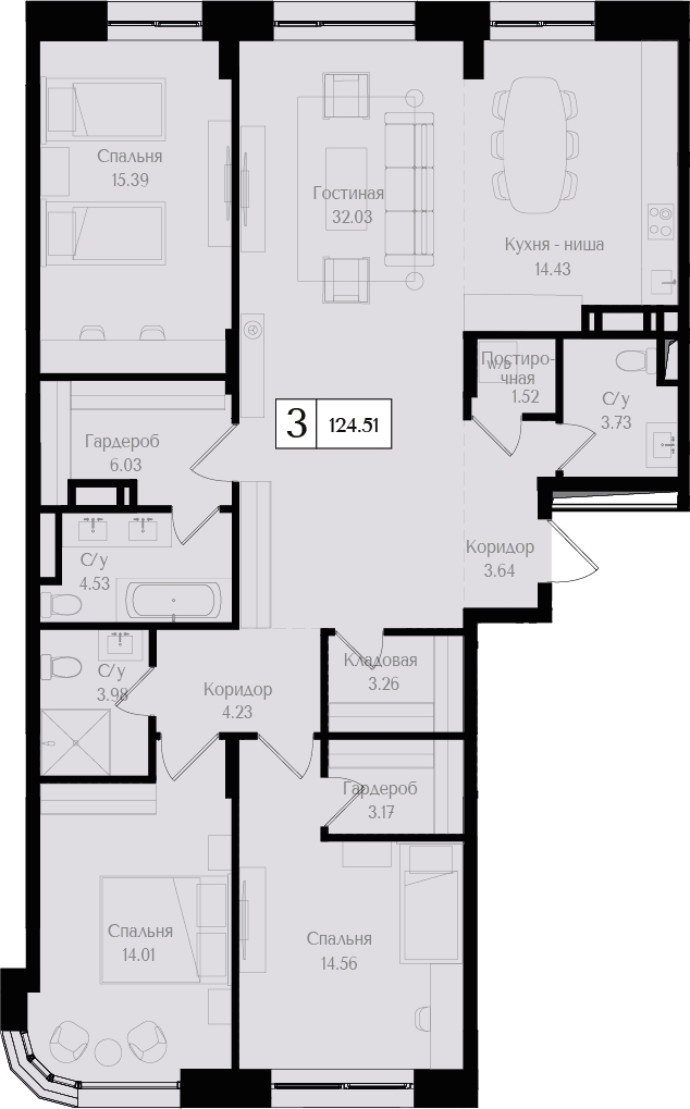 1-комнатная квартира с отделкой в ЖК Дом на Зорге на 7 этаже в 1 секции. Сдача в 1 кв. 2026 г.