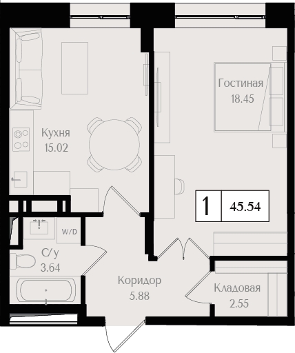 1-комнатная квартира в ЖК Преображенская площадь на 13 этаже в 4 секции. Сдача в 3 кв. 2024 г.