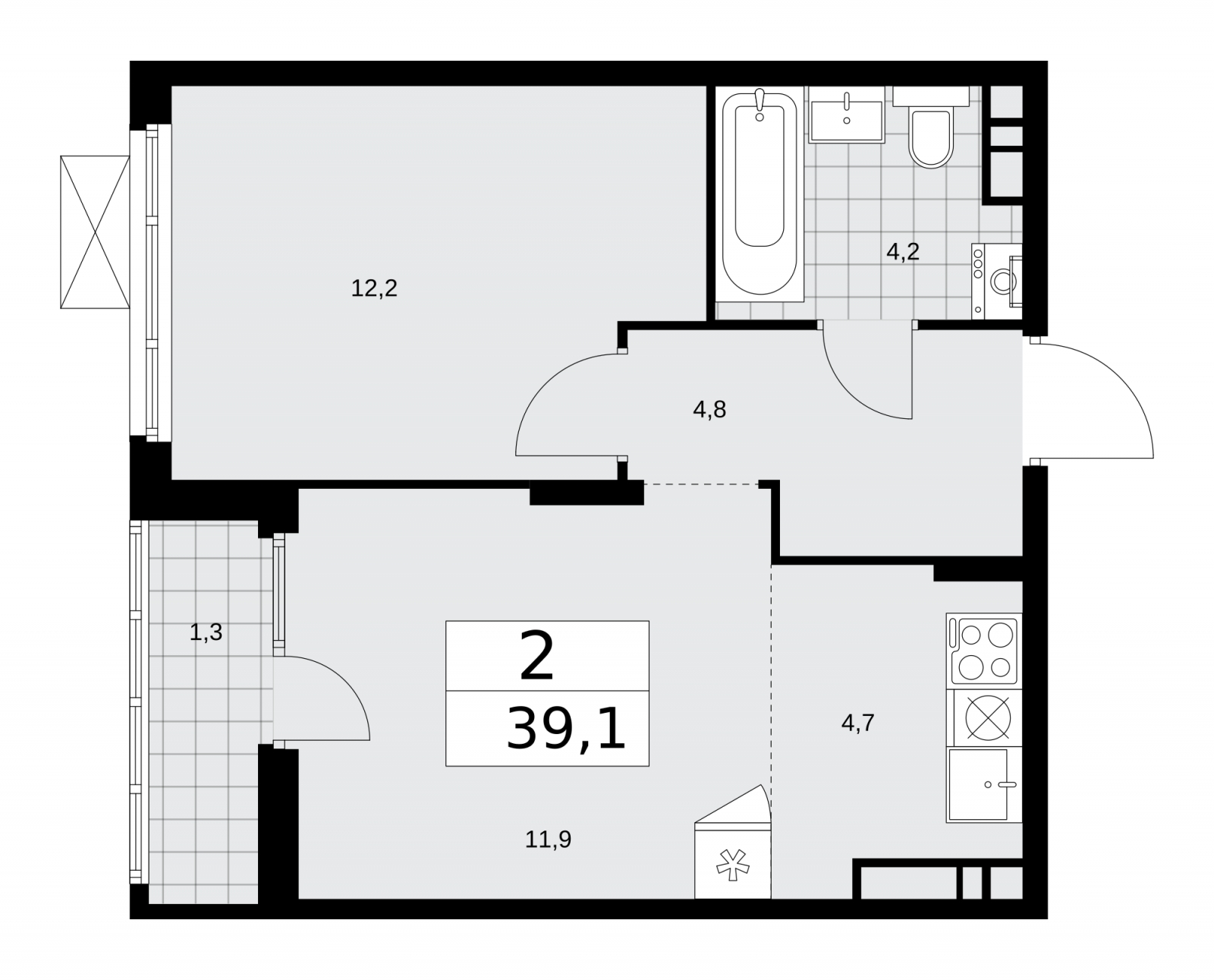 1-комнатная квартира (Студия) в ЖК Городские истории на 22 этаже в 1 секции. Сдача в 4 кв. 2023 г.