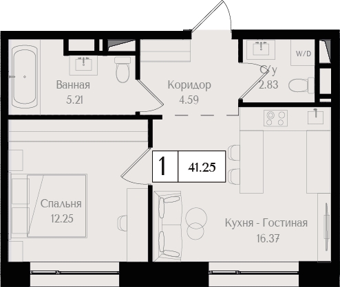 2-комнатная квартира с отделкой в ЖК Дом на Зорге на 2 этаже в 1 секции. Сдача в 1 кв. 2026 г.