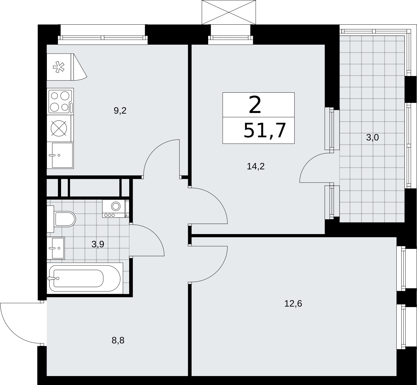 1-комнатная квартира (Студия) в ЖК Скандинавия на 12 этаже в 2 секции. Сдача в 2 кв. 2026 г.
