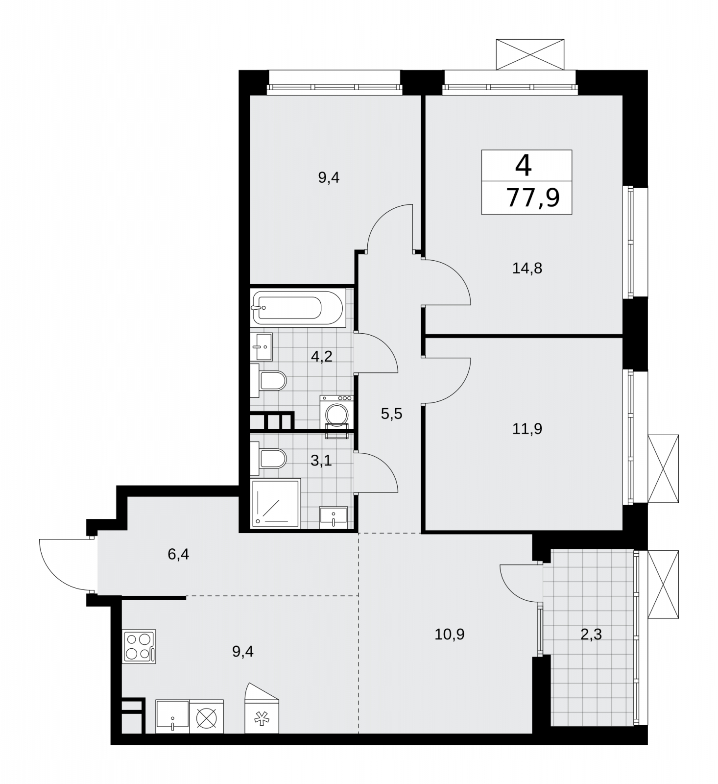 1-комнатная квартира в Клубный город на реке Primavera на 4 этаже в 1 секции. Сдача в 4 кв. 2024 г.