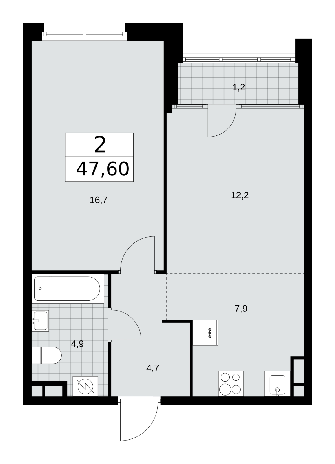 2-комнатная квартира с отделкой в ЖК Дом на Зорге на 11 этаже в 1 секции. Сдача в 1 кв. 2026 г.