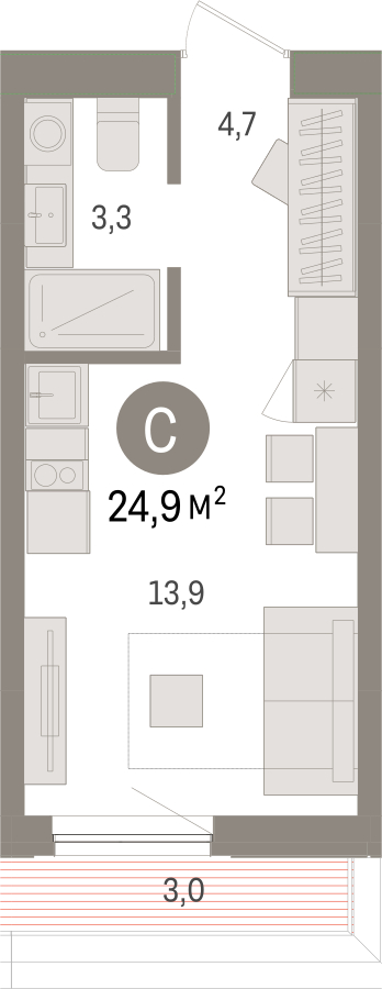 3-комнатная квартира с отделкой в ЖК Eniteo на 5 этаже в 1 секции. Дом сдан.