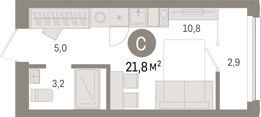 1-комнатная квартира с отделкой в ЖК Квартал Метроном на 25 этаже в 11 секции. Сдача в 3 кв. 2026 г.