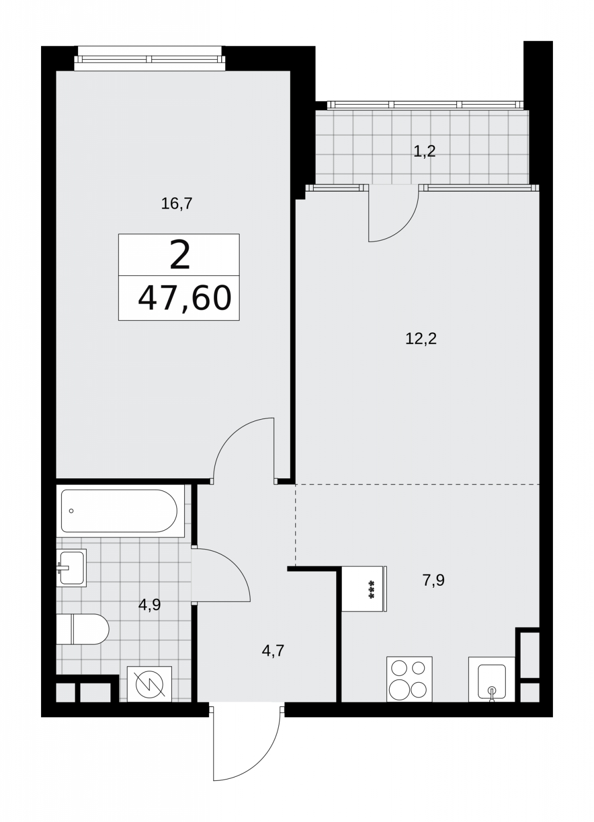 2-комнатная квартира с отделкой в ЖК Дом на Зорге на 16 этаже в 1 секции. Сдача в 1 кв. 2026 г.