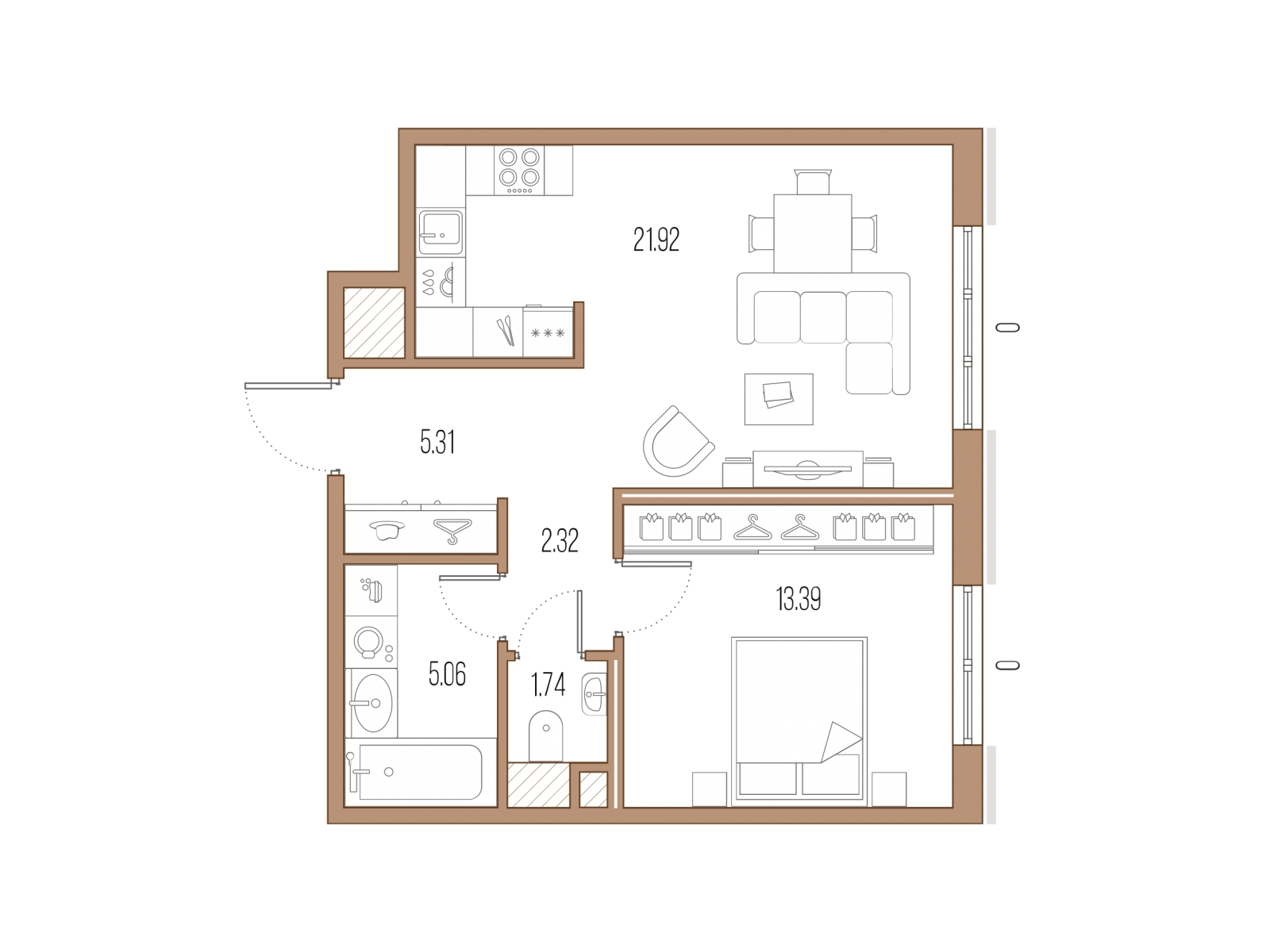 2-комнатная квартира с отделкой в ЖК Дом на Зорге на 2 этаже в 2 секции. Сдача в 1 кв. 2026 г.