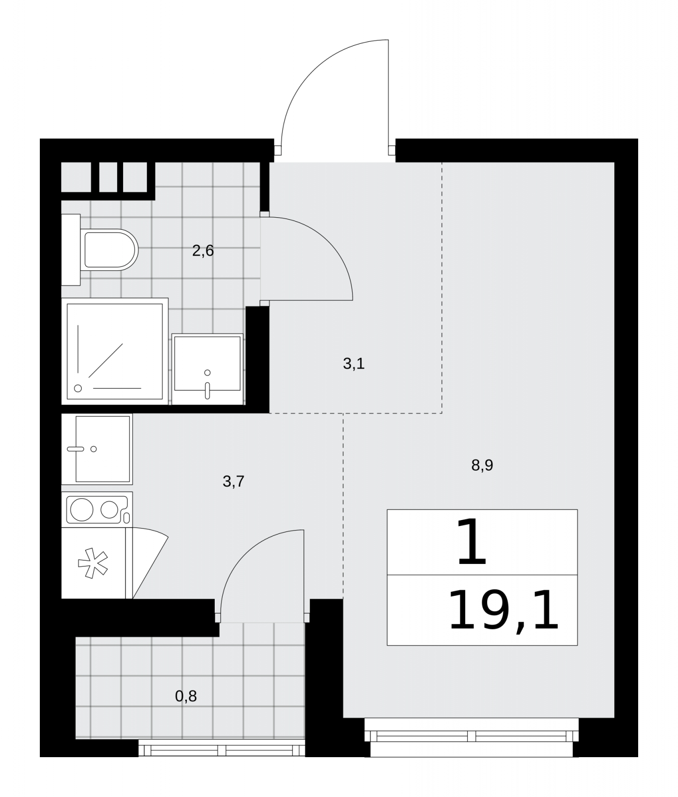 3-комнатная квартира в ЖК Деснаречье на 14 этаже в 2 секции. Сдача в 1 кв. 2026 г.