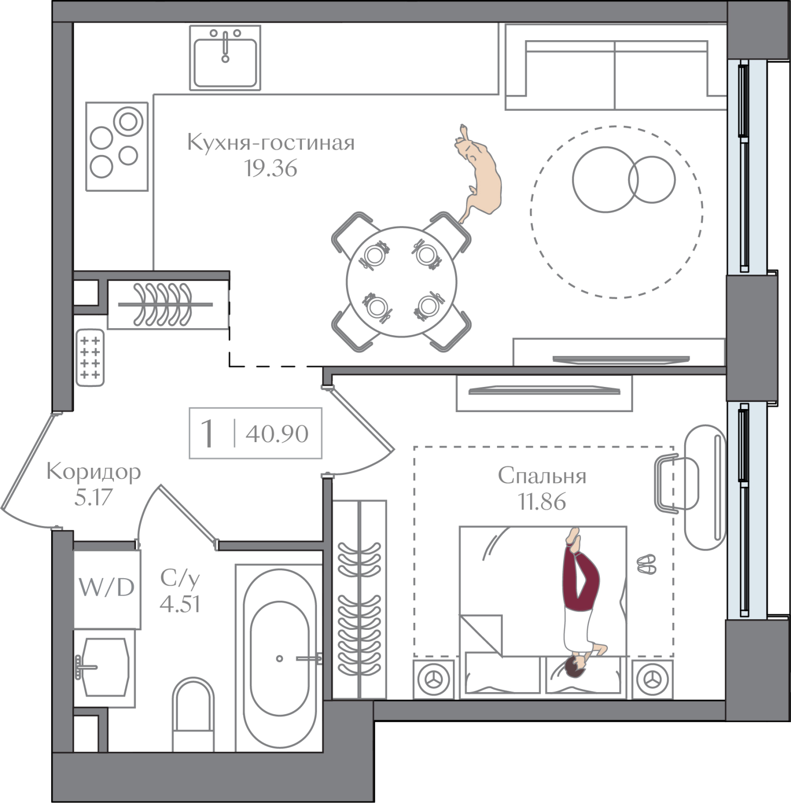 3-комнатная квартира с отделкой в ЖК Дом на Зорге на 10 этаже в 2 секции. Сдача в 1 кв. 2026 г.
