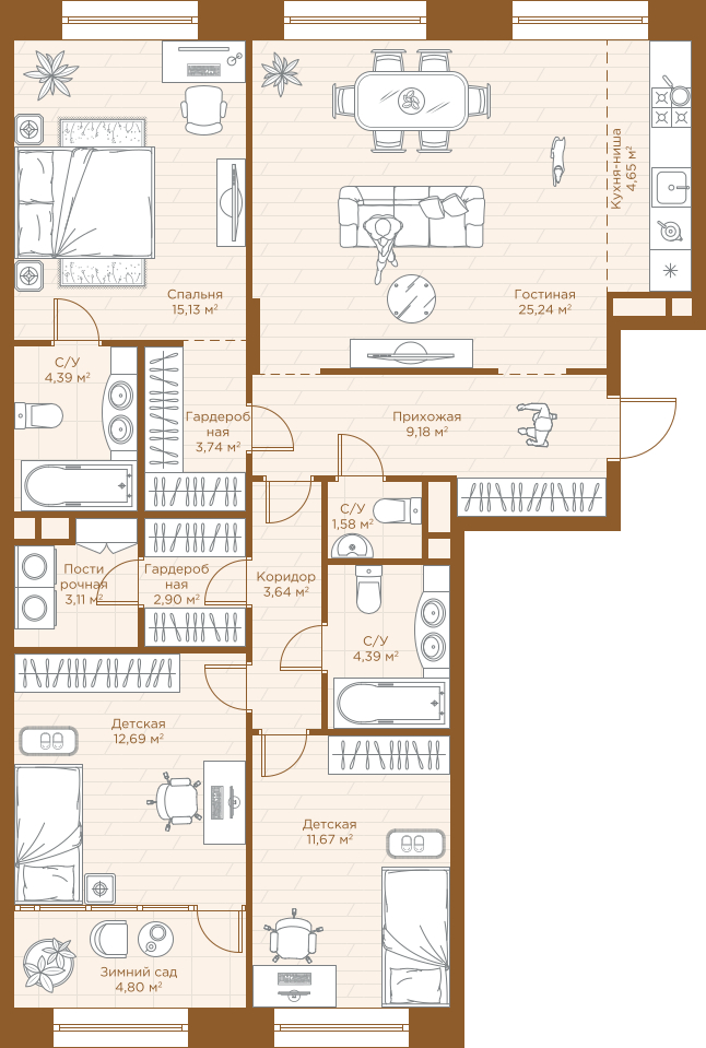 1-комнатная квартира с отделкой в ЖК Дом на Зорге на 15 этаже в 2 секции. Сдача в 1 кв. 2026 г.